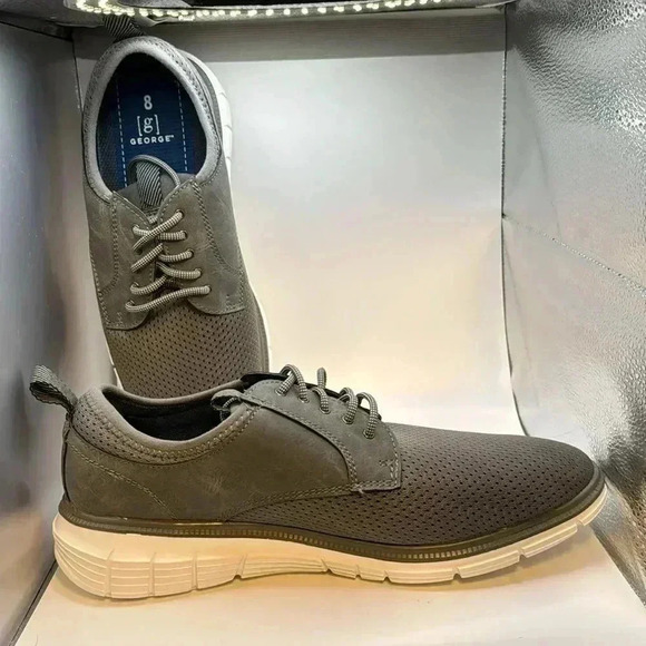 G GEORGE SZ 8 GREY FABRIC &NUBUK CASUAL LIGHTWEIGHT MENS SHOES STYLISH  NWOT - Picture 4 of 7